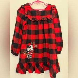 Disney  Minnie Mouse red and black plaid dress pajamas for girl size 5/6